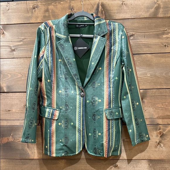 Merigold Kiss Jackets & Blazers - Merigold Kiss Green Blazer with Stripes